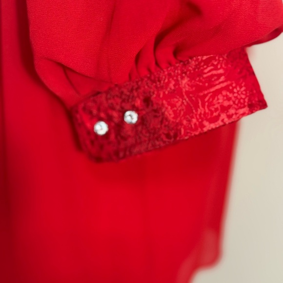 Moulinette Soeurs Anthropologie Red Short Sleeve Button Front Blouse size 2 - Picture 8 of 8